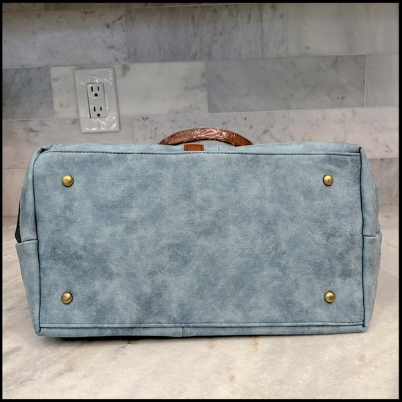 Blue Faux Leather Convertible HOBO Bag - Picture 14 of 14